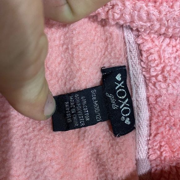 Kids Pink Hoodie. XOXO. Girls size M (10/12). Fuzzy hood. Full zipper - Picture 5 of 5